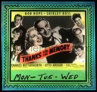 5y101 THANKS FOR THE MEMORY glass slide '38 c/u of author Bob Hope & working wife Shirley Ross!