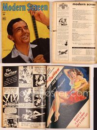 5y028 MODERN SCREEN magazine August 1946, c/u of Gregory Peck looking at film strip by Willinger!