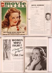 5y037 MOVIE MIRROR magazine September 1938, sexy portrait of Bette Davis by James Dolittle!