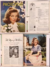 5y026 PHOTOPLAY magazine June 1945, wonderful close portrait of Lauren Bacall by Paul Hesse!