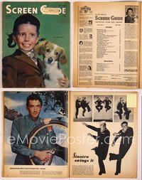5y042 SCREEN GUIDE magazine April 1945, great portrait of young Margaret O'Brien with her dog!
