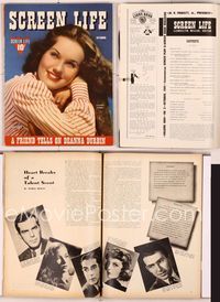 5y047 SCREEN LIFE magazine October 1941, great portrait of pretty Deanna Durbin!