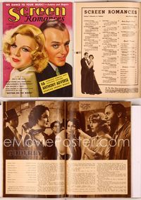 5y049 SCREEN ROMANCES magazine August 1936, art of Ginger Rogers & Fred Astaire by Earle Christy!