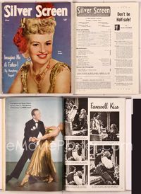 5y053 SILVER SCREEN magazine May 1949, great portrait of Betty Grable in cool gold outfit!