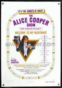 5z015 ALICE COOPER: WELCOME TO MY NIGHTMARE linen 1sh '75 it's the JAWS of rock & roll!