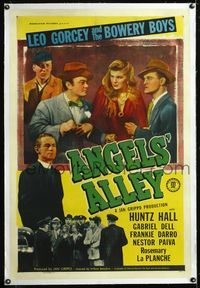 5z019 ANGELS' ALLEY linen 1sh '48 Leo Gorcey & The Bowery Boys + Frankie Darro stop car thieves!
