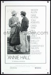 5z022 ANNIE HALL linen 1sh '77 full-length Woody Allen & Diane Keaton, a nervous romance!