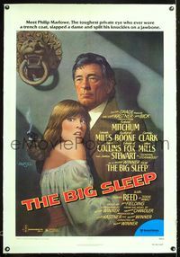 5z037 BIG SLEEP linen 1sh '78 art of Robert Mitchum & sexy Candy Clark by Richard Amsel!