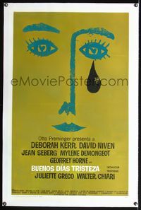 5z050 BONJOUR TRISTESSE linen Spanish/U.S. 1sh '58 directed by Otto Preminger, great Saul Bass art!