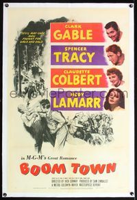 5z052 BOOM TOWN linen 1sh R46 Clark Gable, Spencer Tracy, Claudette Colbert, Hedy Lamarr