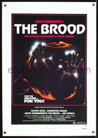 5z059 BROOD linen 1sh '79 David Cronenberg, cool artwork of monster in embryo!