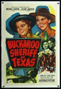 5z060 BUCKAROO SHERIFF OF TEXAS linen 1sh '51 Michael Chapin & Eilene Janssen, the Rough-Ridin Kids!