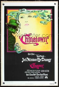 5z072 CHINATOWN linen 1sh '74 great art of smoking Jack Nicholson & Faye Dunaway, Roman Polanski