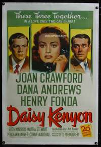 5z083 DAISY KENYON linen 1sh '47 Joan Crawford, Henry Fonda, Dana Andrews,directed by Otto Preminger