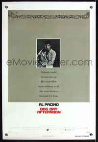 5z095 DOG DAY AFTERNOON linen style B 1sh '75 Al Pacino, Sidney Lumet bank robbery crime classic!