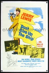 5z098 DON'T GIVE UP THE SHIP linen 1sh '59 full-length image of Jerry Lewis in Navy uniform!