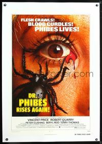 5z104 DR. PHIBES RISES AGAIN linen 1sh '72 classic super close up image of beetle in bloody eye!