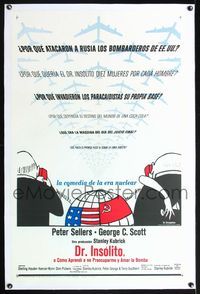 5z106 DR. STRANGELOVE linen Span/US 1sh '64 Stanley Kubrick classic, Sellers, Tomi Ungerer art!