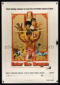5z110 ENTER THE DRAGON linen 1sh '73 Bruce Lee kung fu classic, the movie that made him a legend!