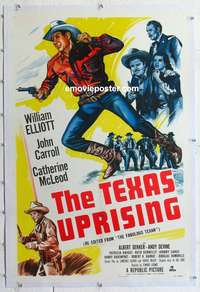 5z116 FABULOUS TEXAN linen 1sh R53 art of cowboy Wild Bill Elliott, The Texas Uprising!