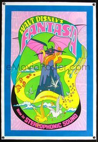 5z118 FANTASIA linen 1sh R70 Disney musical cartoon classic, cool psychedelic artwork!