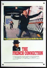 5z134 FRENCH CONNECTION linen int'l 1sh '71 Gene Hackman in movie chase climax, William Friedkin