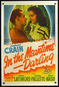 5z176 IN THE MEANTIME DARLING linen 1sh '44 beautiful rich Jeanne Crain tries to keep husband home!