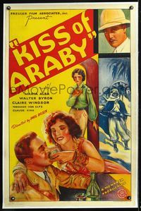 5z198 KISS OF ARABY linen 1sh '33 great stone litho of sexy harem girl Maria Alba!