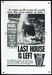 5z200 LAST HOUSE ON THE LEFT linen 1sh '72 first Wes Craven, it's only a movie, it's only a movie!