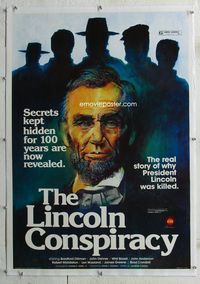 5z208 LINCOLN CONSPIRACY linen 1sh '77 secrets revealed, art of former President Abraham Lincoln!