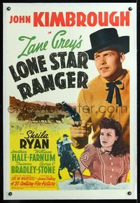 5z216 LONE STAR RANGER linen 1sh '41 from Zane Grey novel, cowboy John Kimbrough, pretty Sheila Ryan