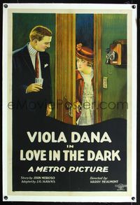 5z220 LOVE IN THE DARK linen 1sh '22 stone litho of orphan Viola Dana & dayblind crook Cullen Landis