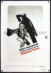 5z226 MAGNUM FORCE linen 1sh '73 Clint Eastwood is Dirty Harry pointing his huge gun!