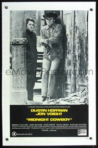 5z236 MIDNIGHT COWBOY linen X-rated 1sh '69 Dustin Hoffman, Jon Voight, John Schlesinger classic!