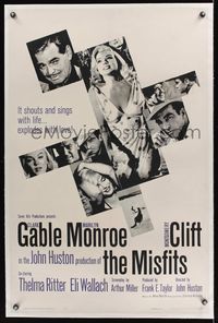 5z239 MISFITS linen 1sh '61 Clark Gable, sexy Marilyn Monroe, Montgomery Clift, John Huston