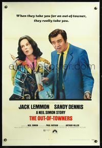 5z258 OUT-OF-TOWNERS linen 1sh '70 Jack Lemmon, Sandy Dennis, written by Neil Simon!