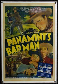 5z260 PANAMINT'S BAD MAN linen 1sh R40s cool montage image of cowboy Smith Ballew!