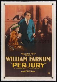 5z263 PERJURY linen 1sh '21 stone litho of William Farnum in courtroom with Sally Crute!