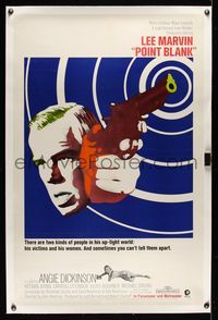 5z272 POINT BLANK linen 1sh '67 best art of Lee Marvin pointing gun, Angie Dickinson, film noir!