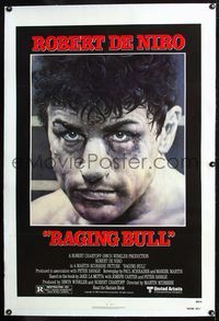 5z278 RAGING BULL linen 1sh '80 classic close up boxing image of Robert De Niro, Martin Scorsese