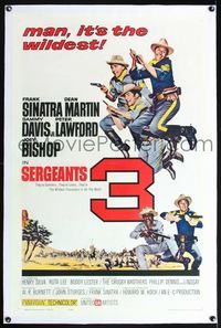 5z307 SERGEANTS 3 linen 1sh '62 John Sturges, Frank Sinatra, Rat Pack parody of Gunga Din!