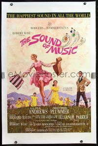 5z320 SOUND OF MUSIC linen 1sh '65 classic artwork of Julie Andrews by Howard Terpning!