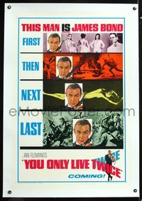 5z395 YOU ONLY LIVE TWICE linen teaser 1sh '67 great images of Sean Connery as James Bond 007!