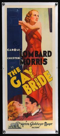 6a218 GAY BRIDE linen long Aust daybill '34 stone litho of sexy Carole Lombard & Chester Morris!