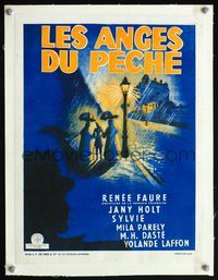 6a405 ANGELS OF THE STREETS linen Belgian '43 Robert Bresson's Les Anges du Peche, cool art!