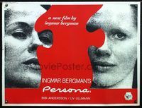 6a297 PERSONA linen British quad '66 different puzzle image of Ullmann & Andersson, Ingmar Bergman