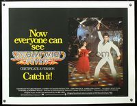 6a301 SATURDAY NIGHT FEVER linen British quad '77 best image of disco dancer John Travolta!