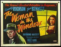 6a305 WOMAN IN THE WINDOW linen British quad '44 Fritz Lang, sexy Joan Bennett & Edward G. Robinson!