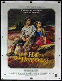 6a025 WUTHERING HEIGHTS linen French 1p R70s art of Olivier & Oberon in the heather by Tealdi!