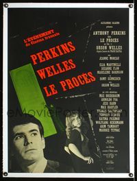 6a272 TRIAL linen French 23x31 '63 Anthony Perkins, sexy Jeanne Moreau, directed by Orson Welles